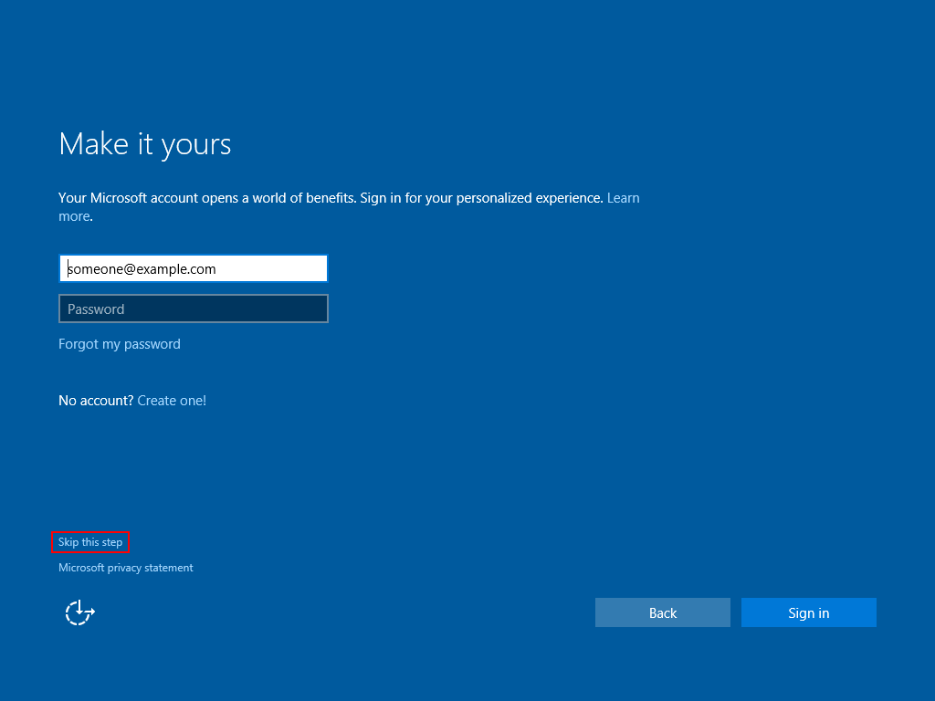 Windows 10 (build 10125) Sign In Screen Screenshot of Windows 10 Sign In Screen